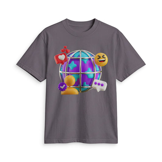 Fun Social Media 3D Globe T‑Shirt — Keep Moving.