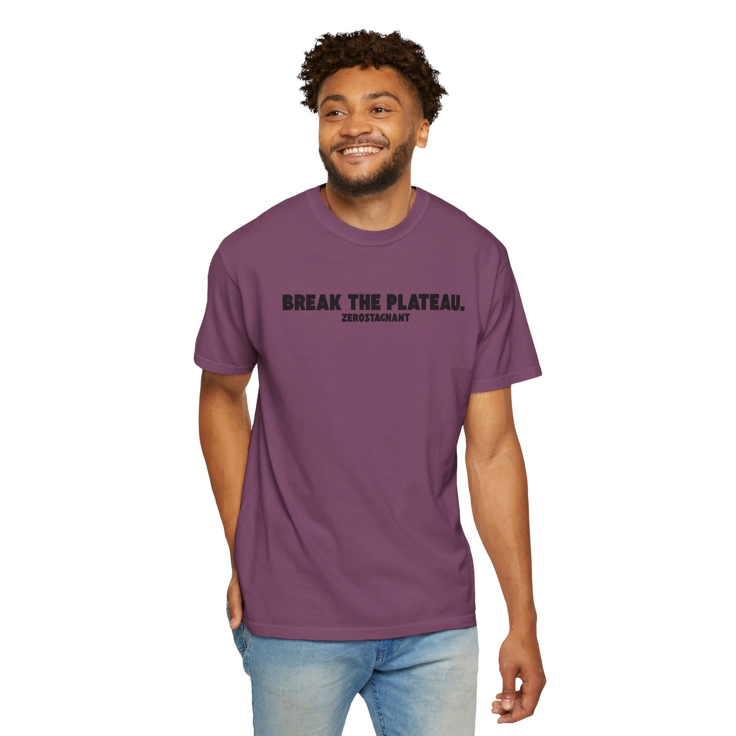 Break The Plateau. —Unisex Garment-Dyed T-shirt — Motivational Fitness Tee