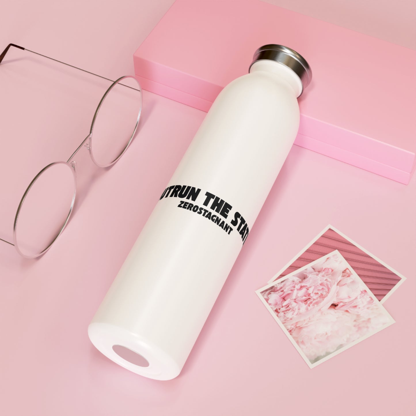 Outrun the Static — Slim Water Bottle, Stainless Steel, 20 Oz