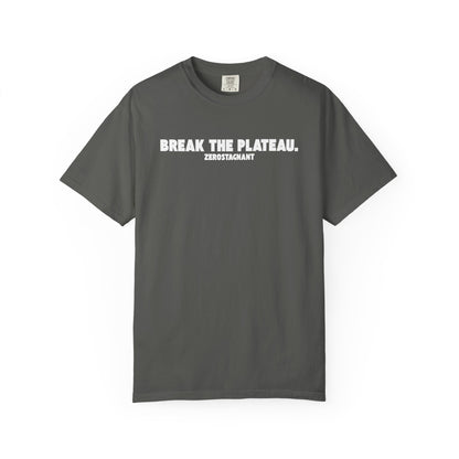 Break The Plateau. —Unisex Garment-Dyed T-shirt — Motivational Fitness Tee