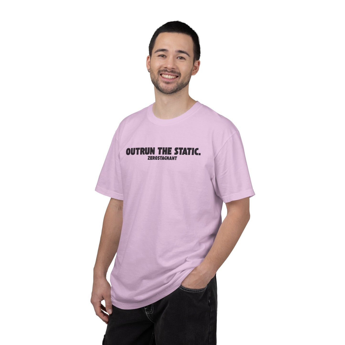 Outrun the Static — Unisex Garment-Dyed T-shirt—Motivational Fitness Tee