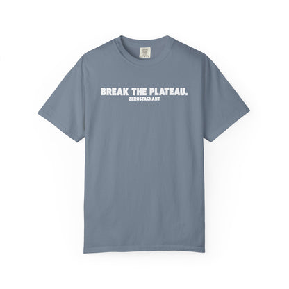 Break The Plateau. —Unisex Garment-Dyed T-shirt — Motivational Fitness Tee
