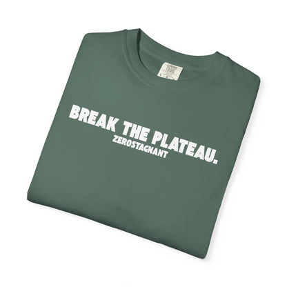 Break The Plateau. —Unisex Garment-Dyed T-shirt — Motivational Fitness Tee