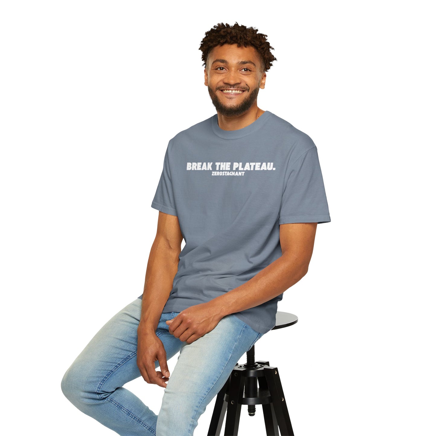 Break The Plateau. —Unisex Garment-Dyed T-shirt — Motivational Fitness Tee