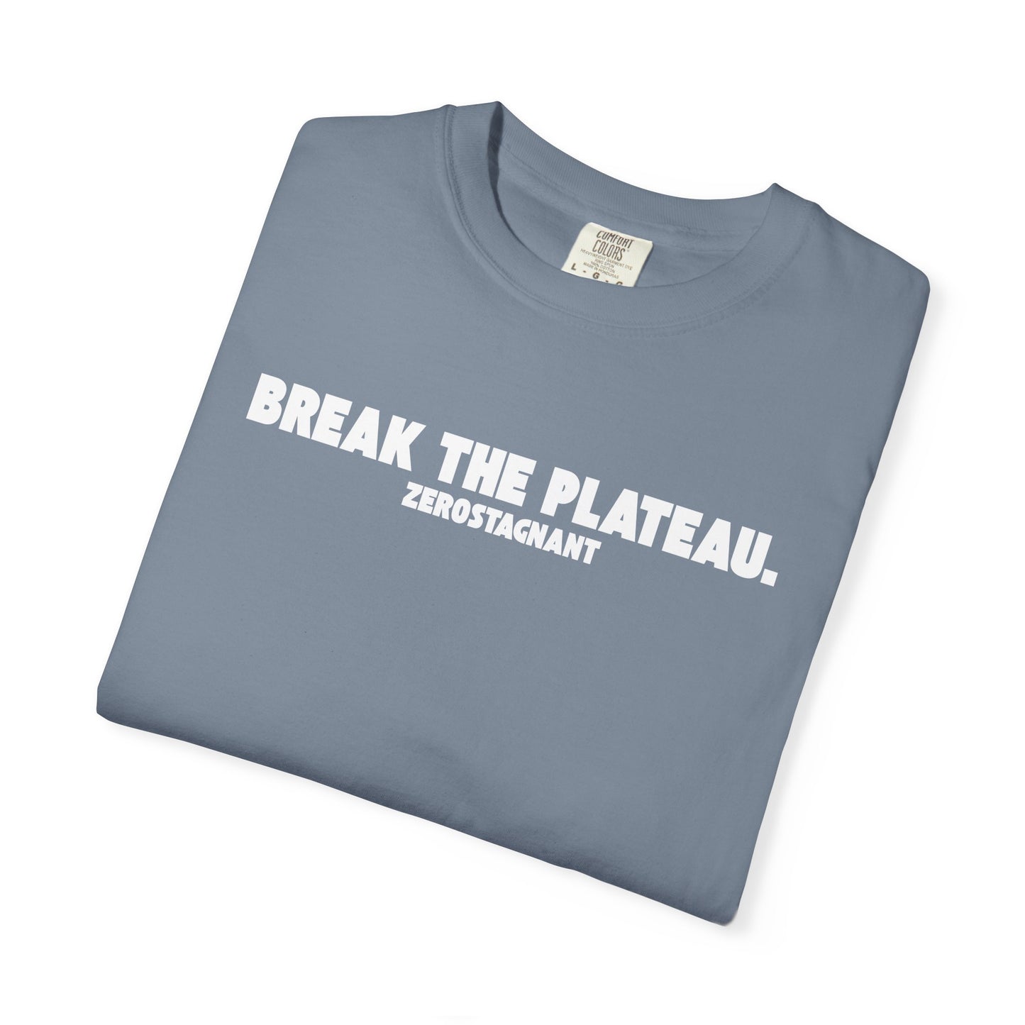 Break The Plateau. —Unisex Garment-Dyed T-shirt — Motivational Fitness Tee