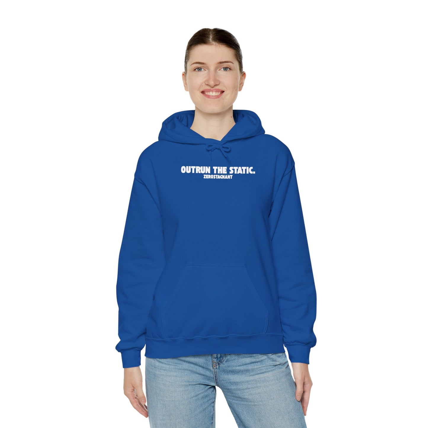 Outrun The Static, Hoodie — Unisex Heavy Blend™ Hooded Sweatshirt — Motivational Fitness Hoodie