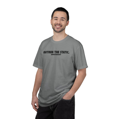 Outrun the Static — Unisex Garment-Dyed T-shirt—Motivational Fitness Tee