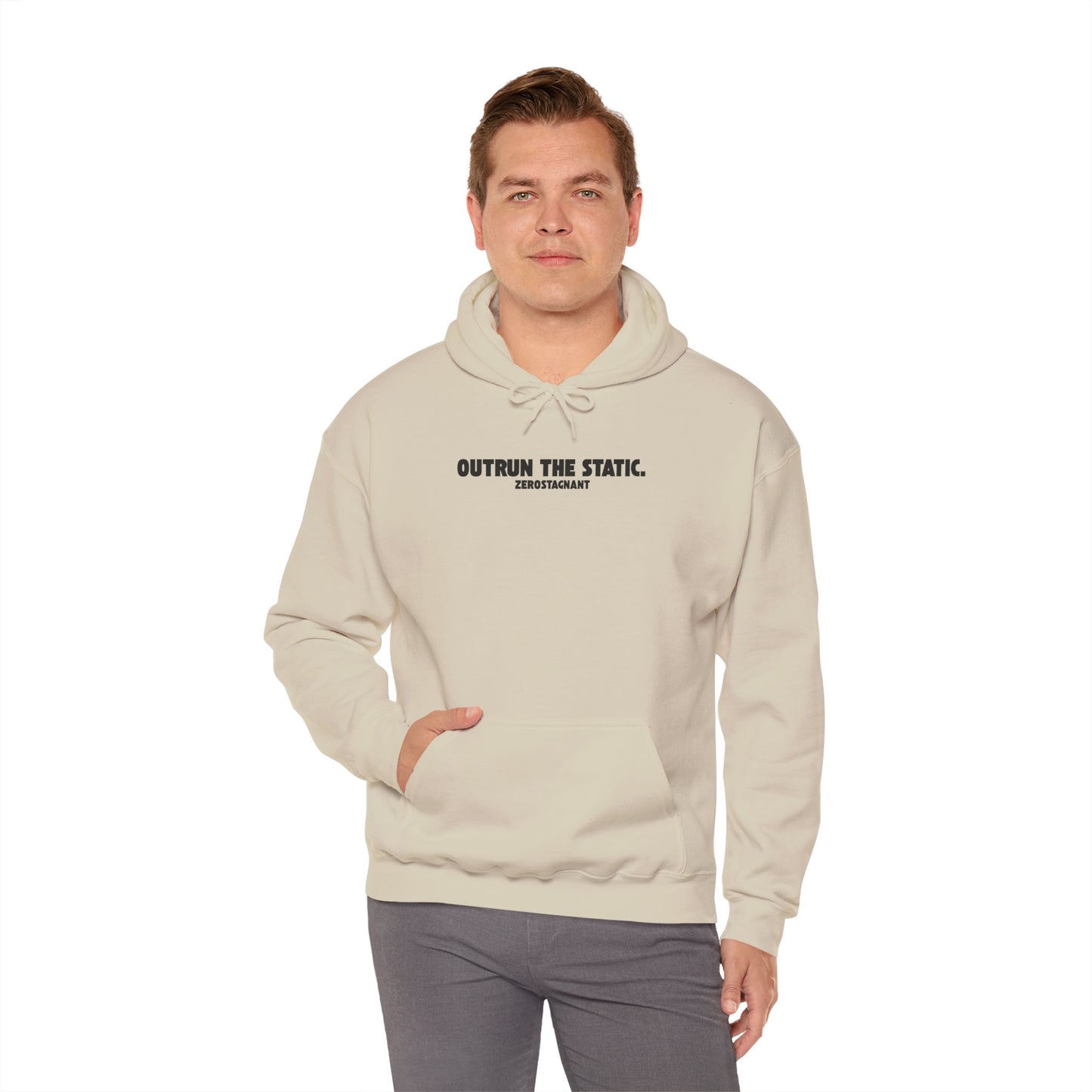 Outrun the Static., Hoodie — Unisex Garment-Dyed T-shirt — Motivational Fitness Hoodie