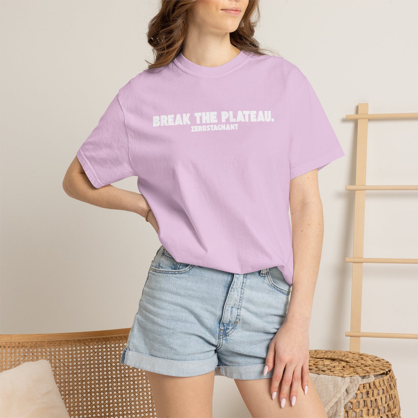 Break The Plateau. —Unisex Garment-Dyed T-shirt — Motivational Fitness Tee