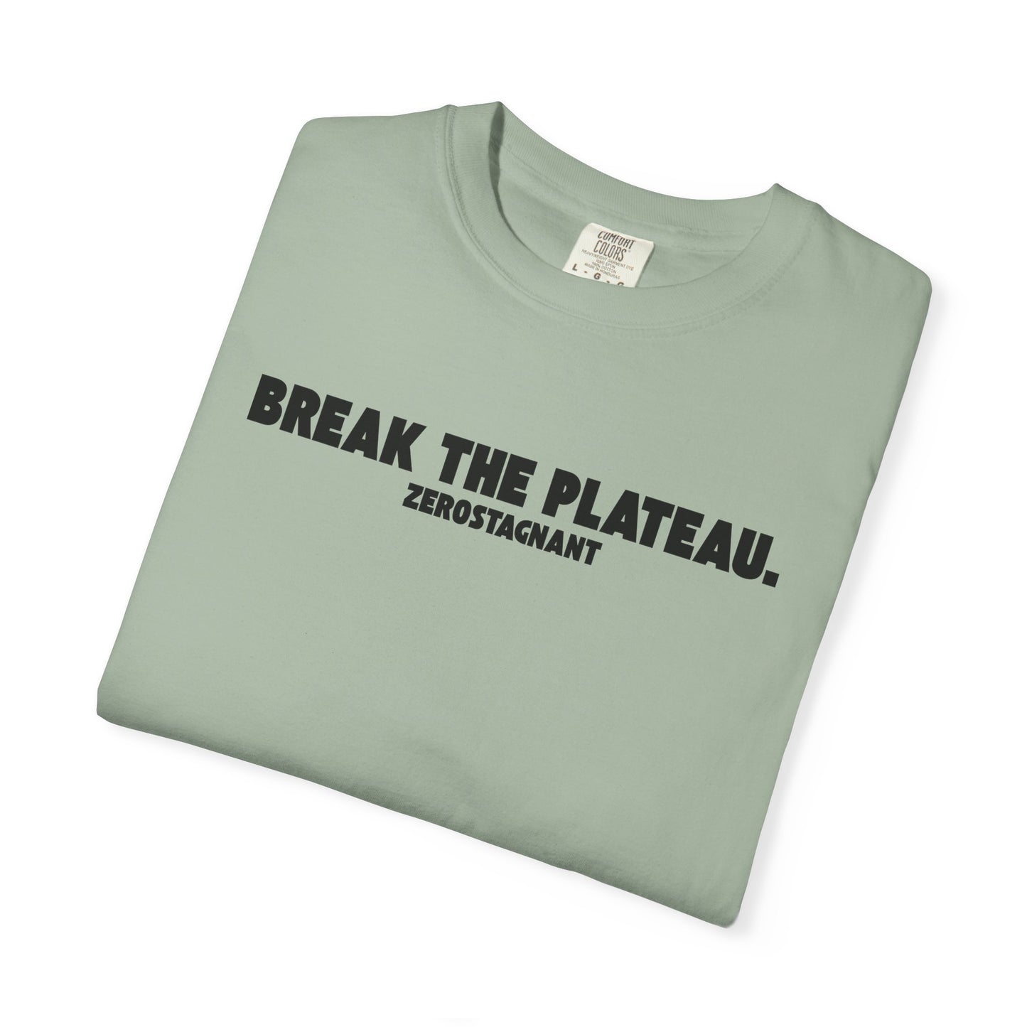 Break The Plateau. —Unisex Garment-Dyed T-shirt — Motivational Fitness Tee