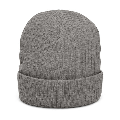 Outrun the Static — Ribbed Knit Beanie (Embroidery)