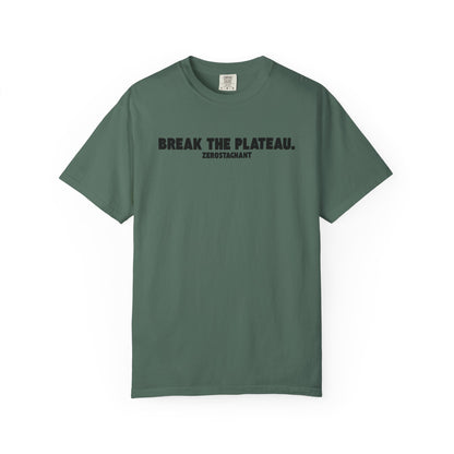 Break The Plateau. —Unisex Garment-Dyed T-shirt — Motivational Fitness Tee