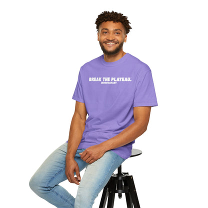 Break The Plateau. —Unisex Garment-Dyed T-shirt — Motivational Fitness Tee