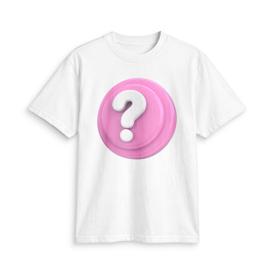 Fun Social Media 3D Question Mark Badge T‑Shirt — Keep Moving.