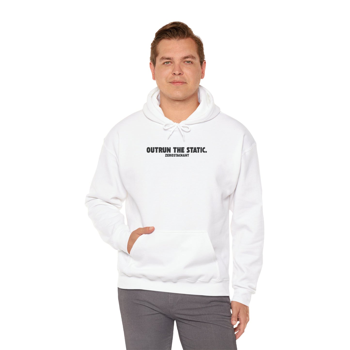 Outrun the Static., Hoodie — Unisex Garment-Dyed T-shirt — Motivational Fitness Hoodie