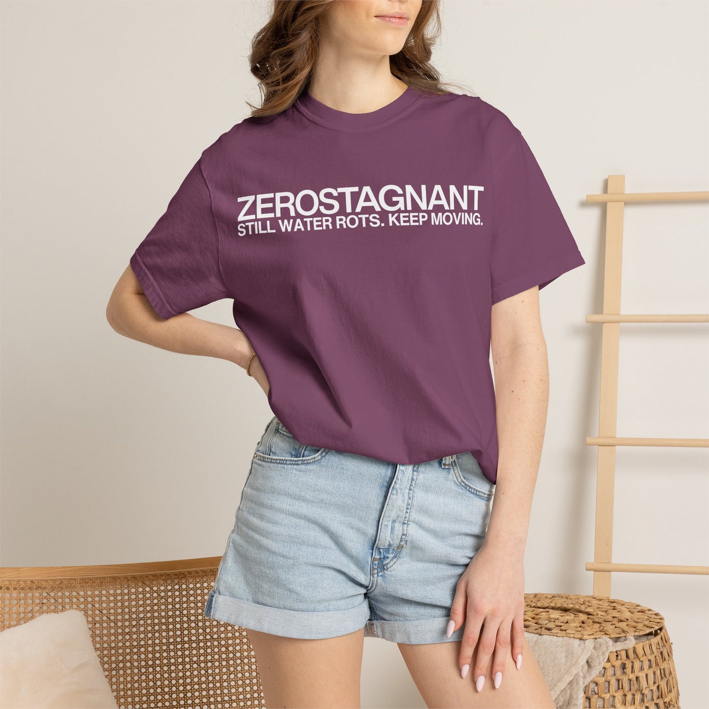 "Still Water Rots. Keep Moving."-Helvetica, Unisex Garment-Dyed T-shirt