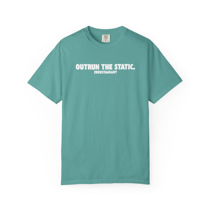 Outrun the Static T-Shirt — Unisex Garment-Dyed T-shirt—Motivational Fitness Tee