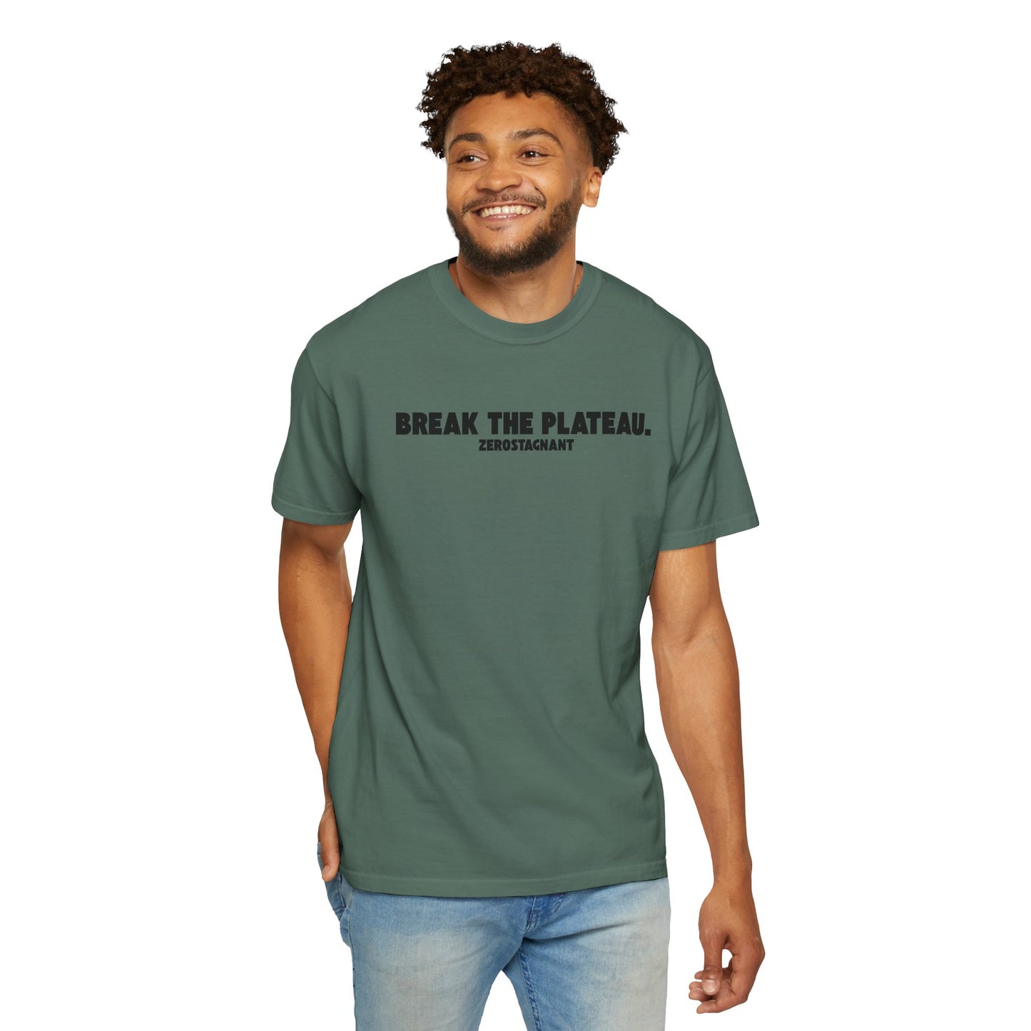 Break The Plateau. —Unisex Garment-Dyed T-shirt — Motivational Fitness Tee