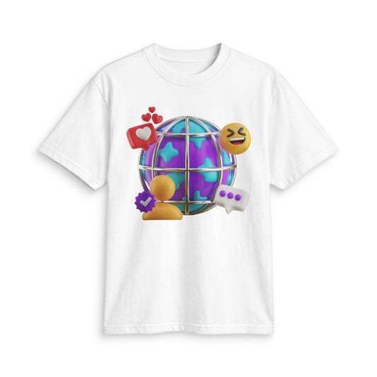 Fun Social Media 3D Globe T‑Shirt — Keep Moving.