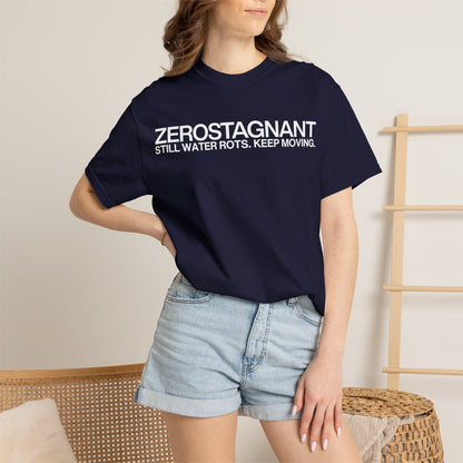 "Still Water Rots. Keep Moving."-Helvetica, Unisex Garment-Dyed T-shirt