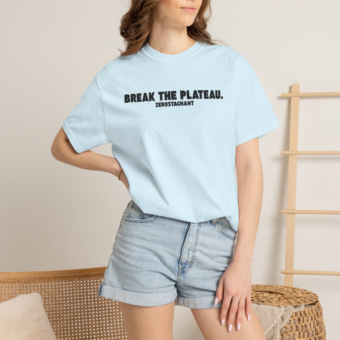 Break The Plateau. —Unisex Garment-Dyed T-shirt — Motivational Fitness Tee