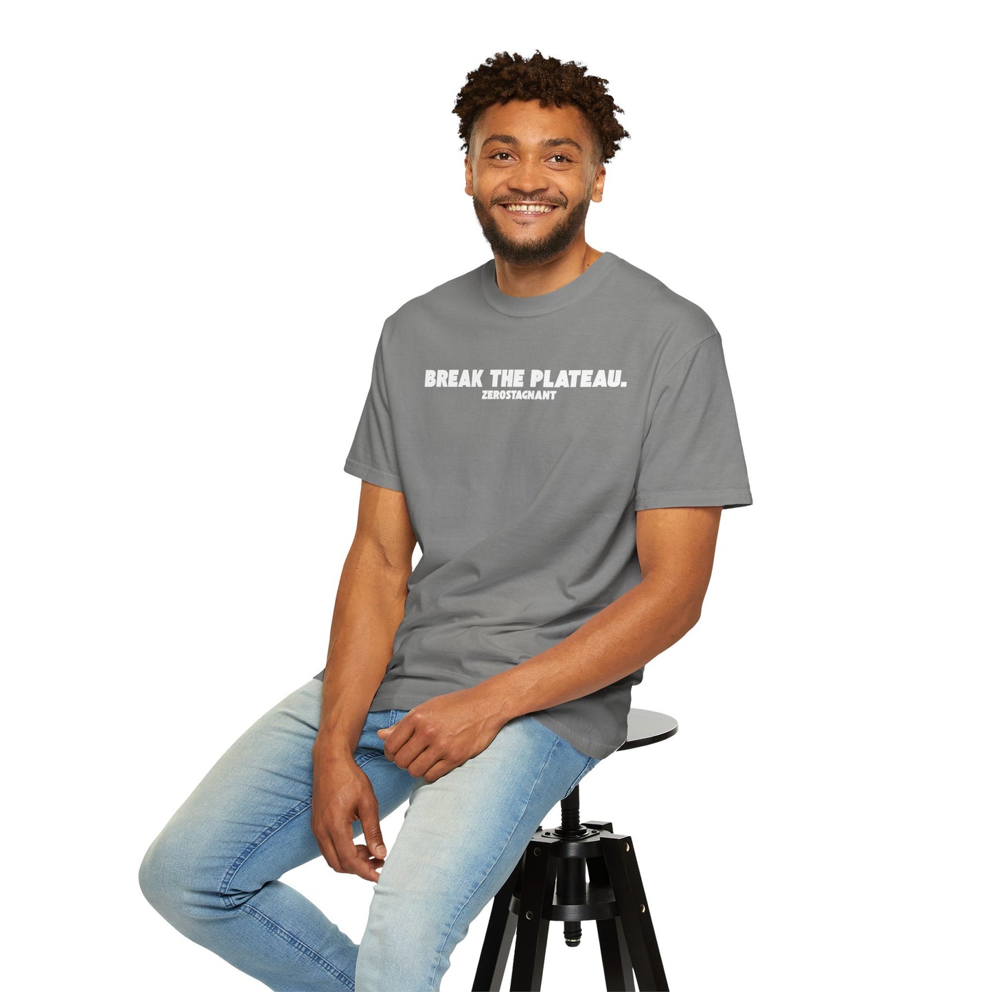 Break The Plateau. —Unisex Garment-Dyed T-shirt — Motivational Fitness Tee