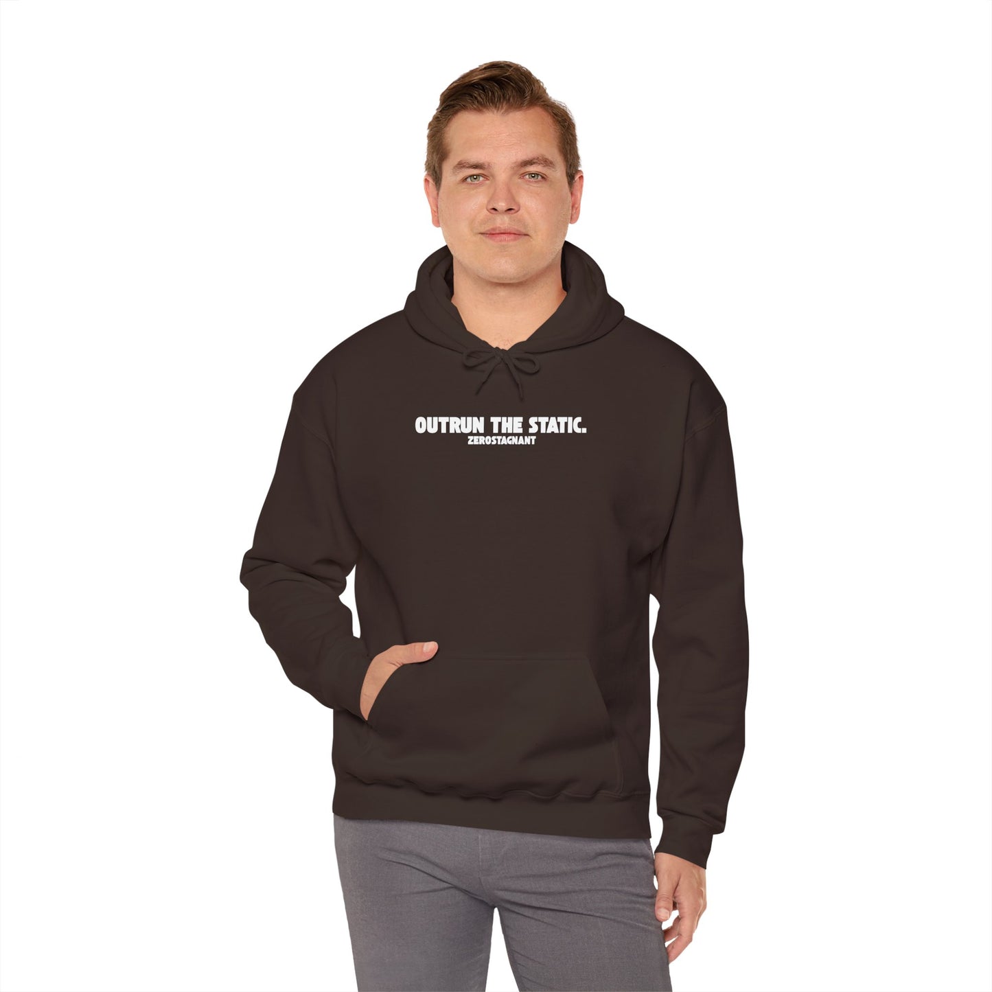 Outrun The Static, Hoodie — Unisex Heavy Blend™ Hooded Sweatshirt — Motivational Fitness Hoodie