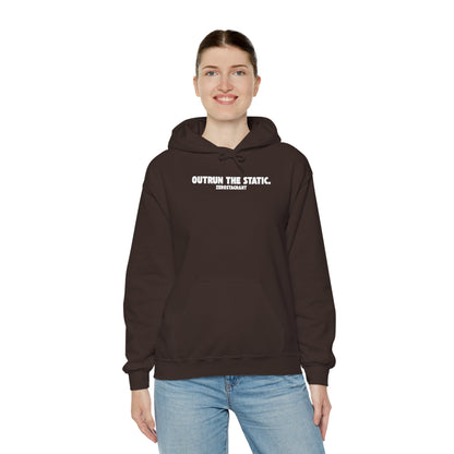 Outrun The Static, Hoodie — Unisex Heavy Blend™ Hooded Sweatshirt — Motivational Fitness Hoodie