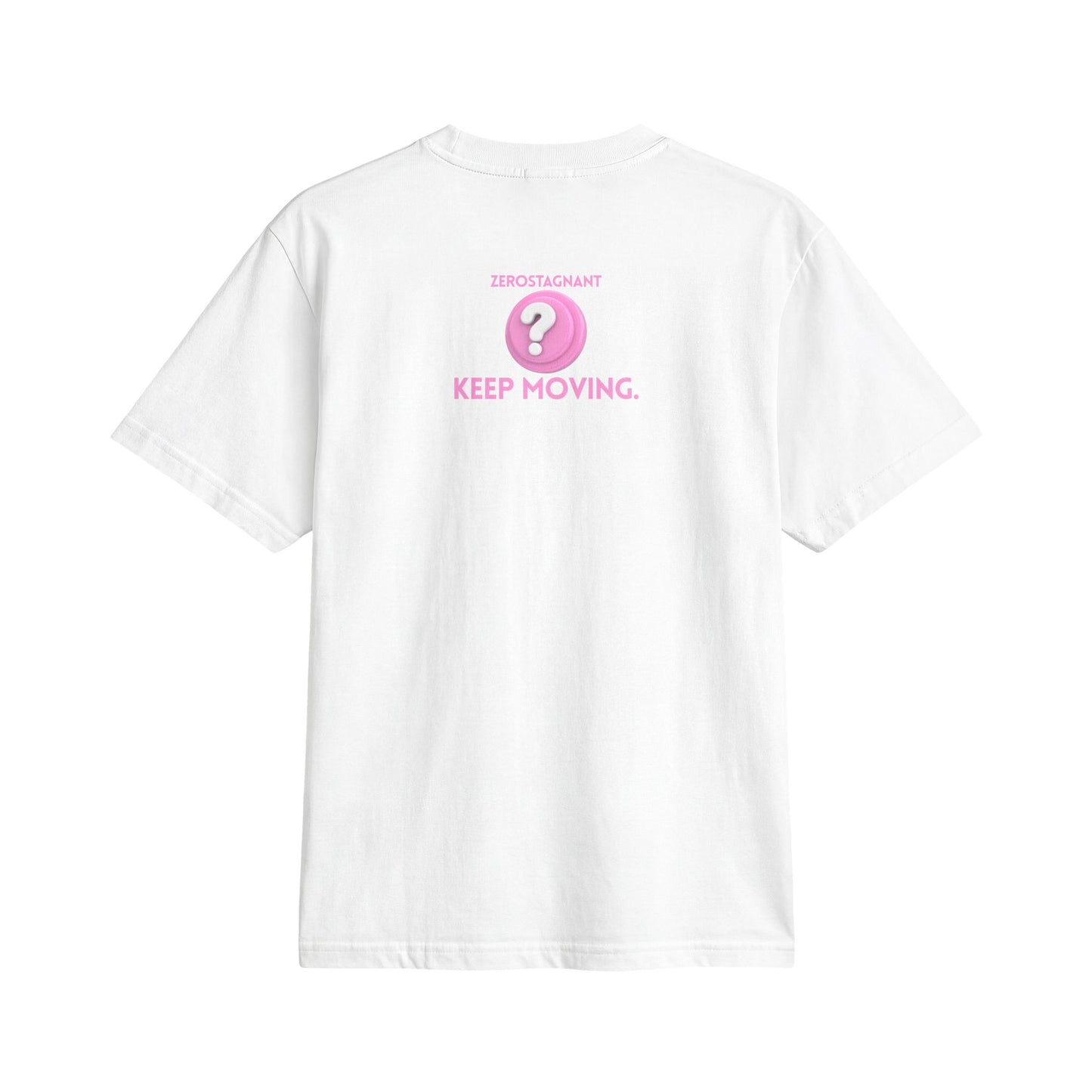 Fun Social Media 3D Question Mark Badge T‑Shirt — Keep Moving.
