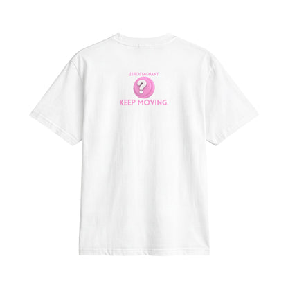 Fun Social Media 3D Question Mark Badge T‑Shirt — Keep Moving.