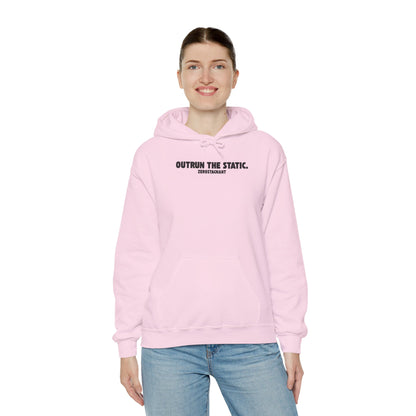 Outrun the Static., Hoodie — Unisex Garment-Dyed T-shirt — Motivational Fitness Hoodie