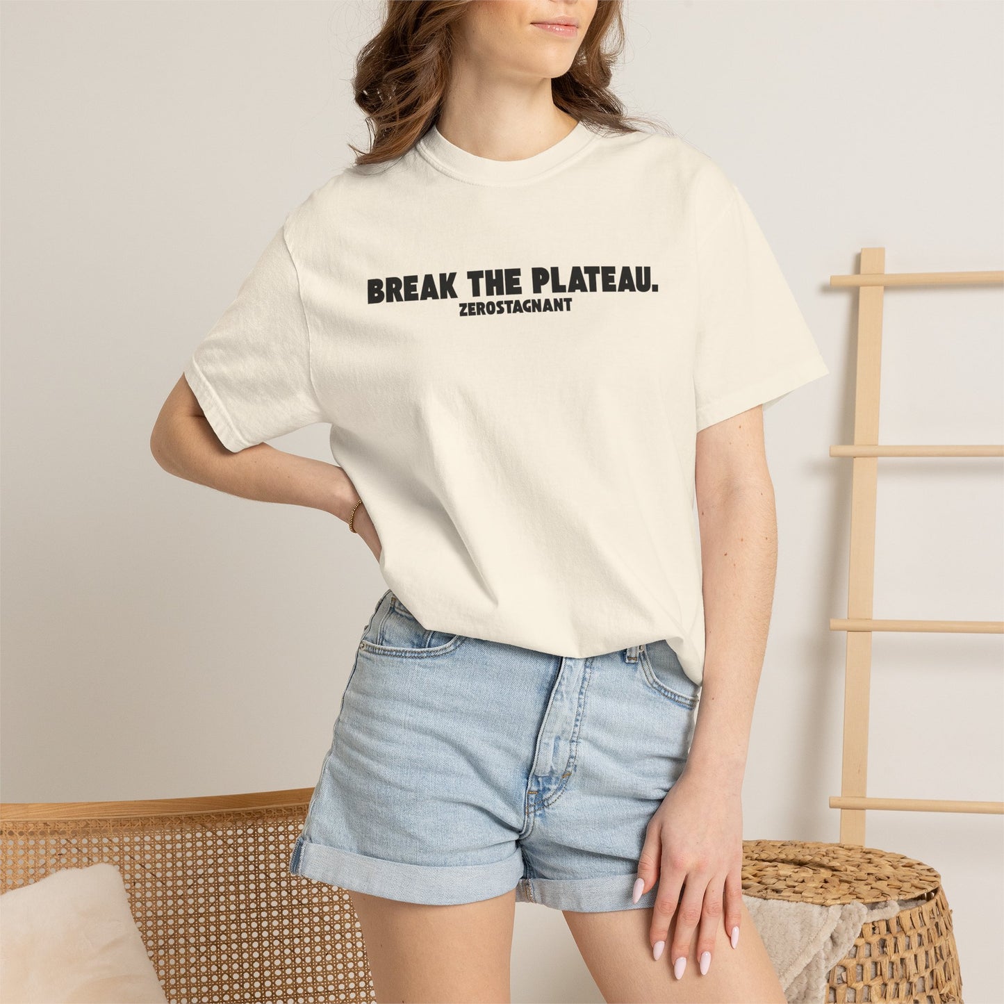 Break The Plateau. —Unisex Garment-Dyed T-shirt — Motivational Fitness Tee