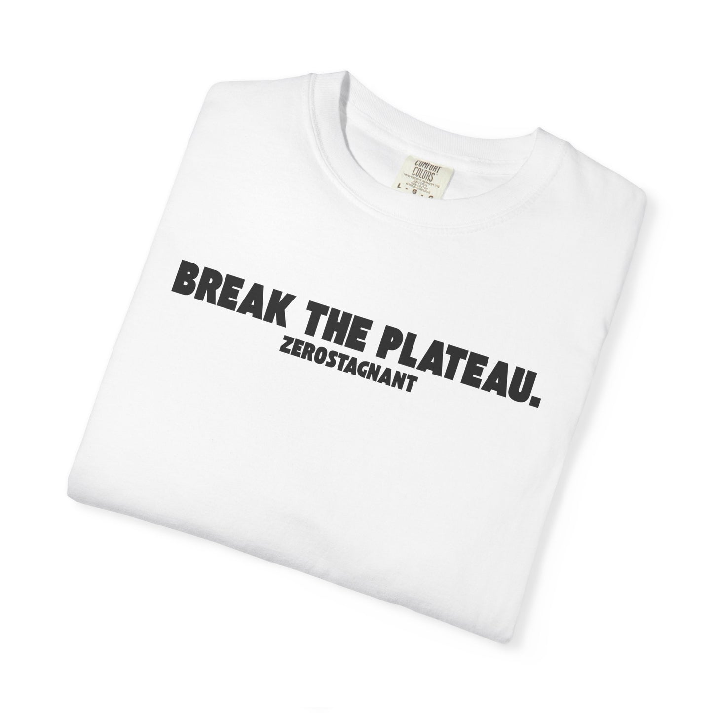 Break The Plateau. —Unisex Garment-Dyed T-shirt — Motivational Fitness Tee