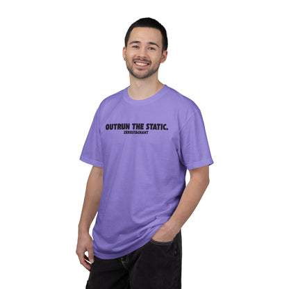 Outrun the Static — Unisex Garment-Dyed T-shirt—Motivational Fitness Tee