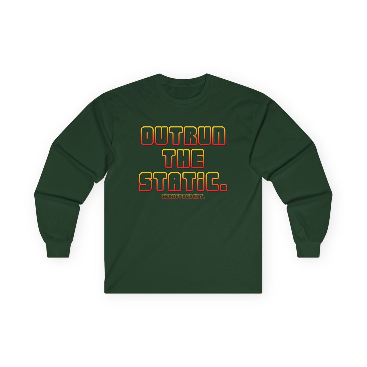 Outrun The Static Non-Stop  — Long Sleeve Retro Vaporwave Graphic Shirt
