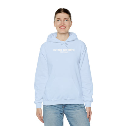 Outrun The Static, Hoodie — Unisex Heavy Blend™ Hooded Sweatshirt — Motivational Fitness Hoodie
