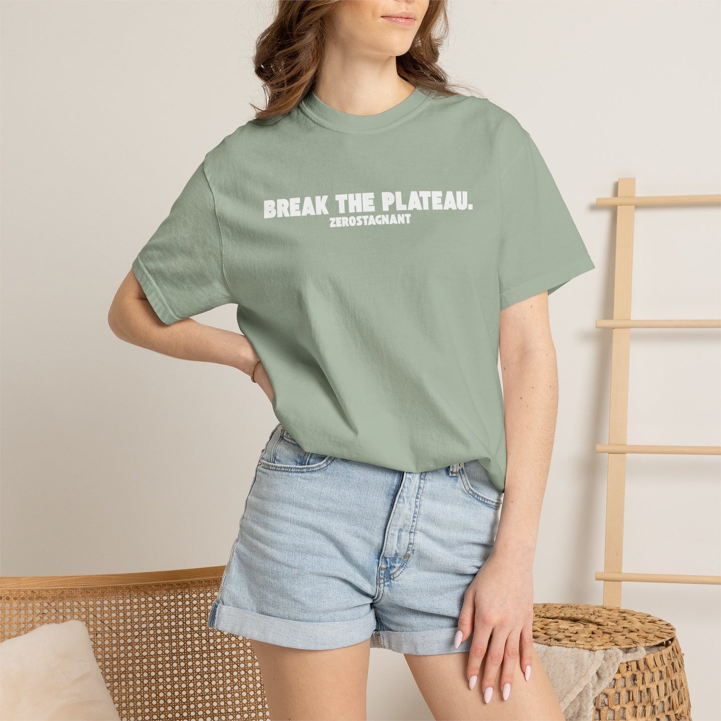 Break The Plateau. —Unisex Garment-Dyed T-shirt — Motivational Fitness Tee