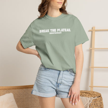 Break The Plateau. —Unisex Garment-Dyed T-shirt — Motivational Fitness Tee