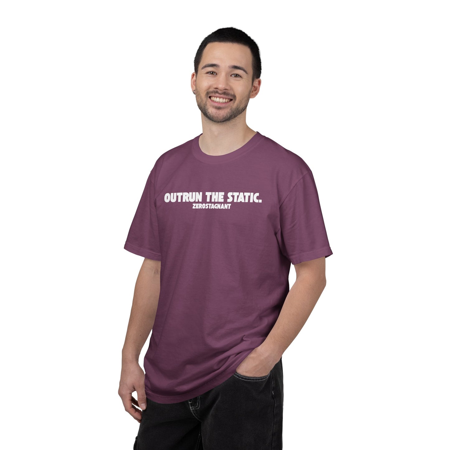 Outrun the Static T-Shirt — Unisex Garment-Dyed T-shirt—Motivational Fitness Tee