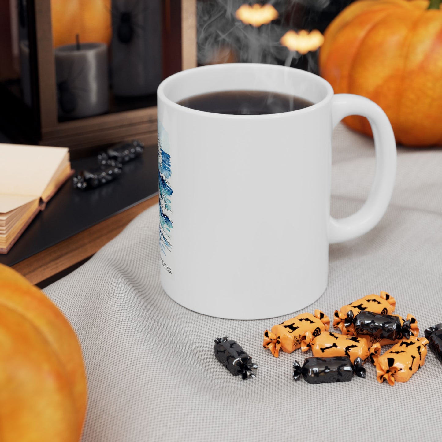 Ocean & Marsh Scenic Ceramic Mug – Still Water Rots, Keep Moving.