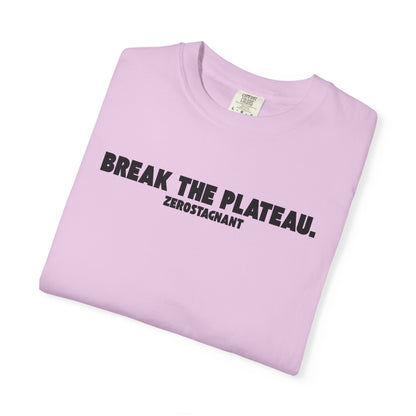 Break The Plateau. —Unisex Garment-Dyed T-shirt — Motivational Fitness Tee