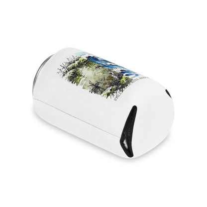 Can Cooler — Coastal Wave & Marsh Art Can Cooler ("Still, Take Roots. Keep Moving.")