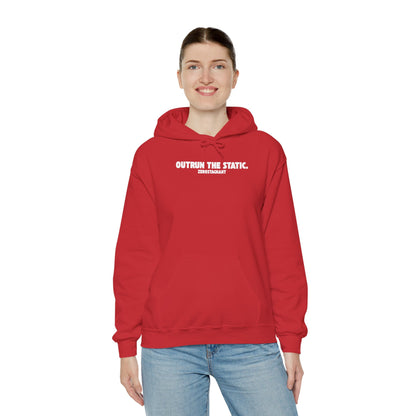 Outrun The Static, Hoodie — Unisex Heavy Blend™ Hooded Sweatshirt — Motivational Fitness Hoodie
