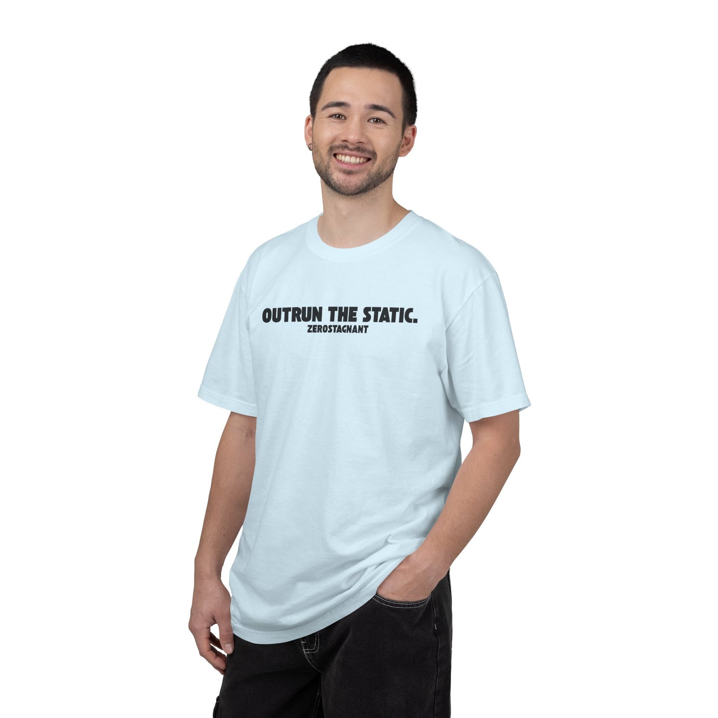 Outrun the Static — Unisex Garment-Dyed T-shirt—Motivational Fitness Tee