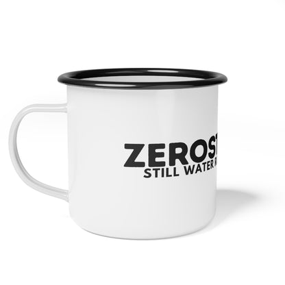Enamel Camp Cup — “ZEROSTAGNANT: Still Water Rots. Keep Moving."