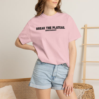Break The Plateau. —Unisex Garment-Dyed T-shirt — Motivational Fitness Tee