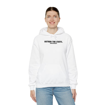 Outrun the Static., Hoodie — Unisex Garment-Dyed T-shirt — Motivational Fitness Hoodie