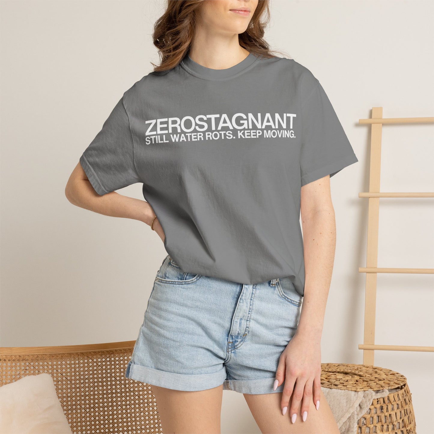 "Still Water Rots. Keep Moving."-Helvetica, Unisex Garment-Dyed T-shirt