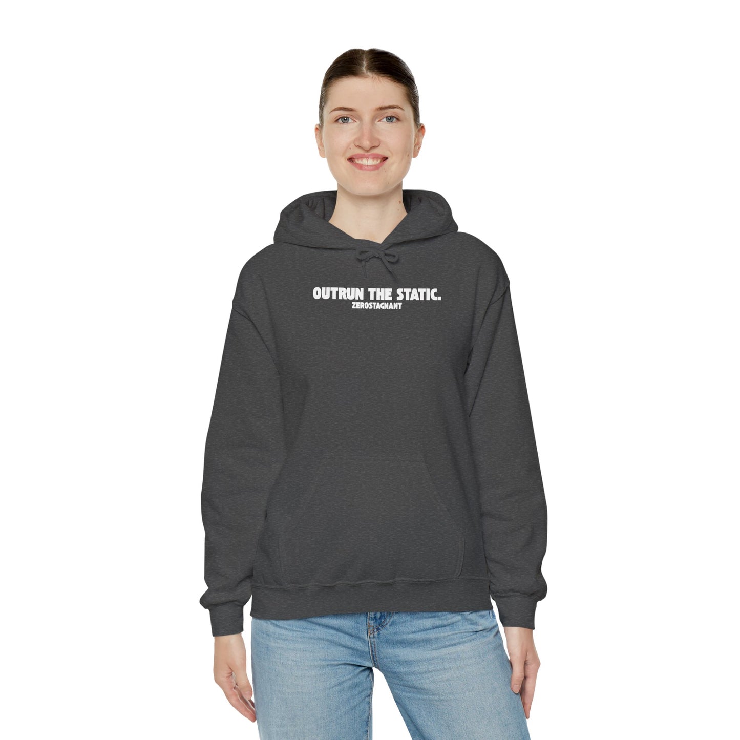 Outrun The Static, Hoodie — Unisex Heavy Blend™ Hooded Sweatshirt — Motivational Fitness Hoodie