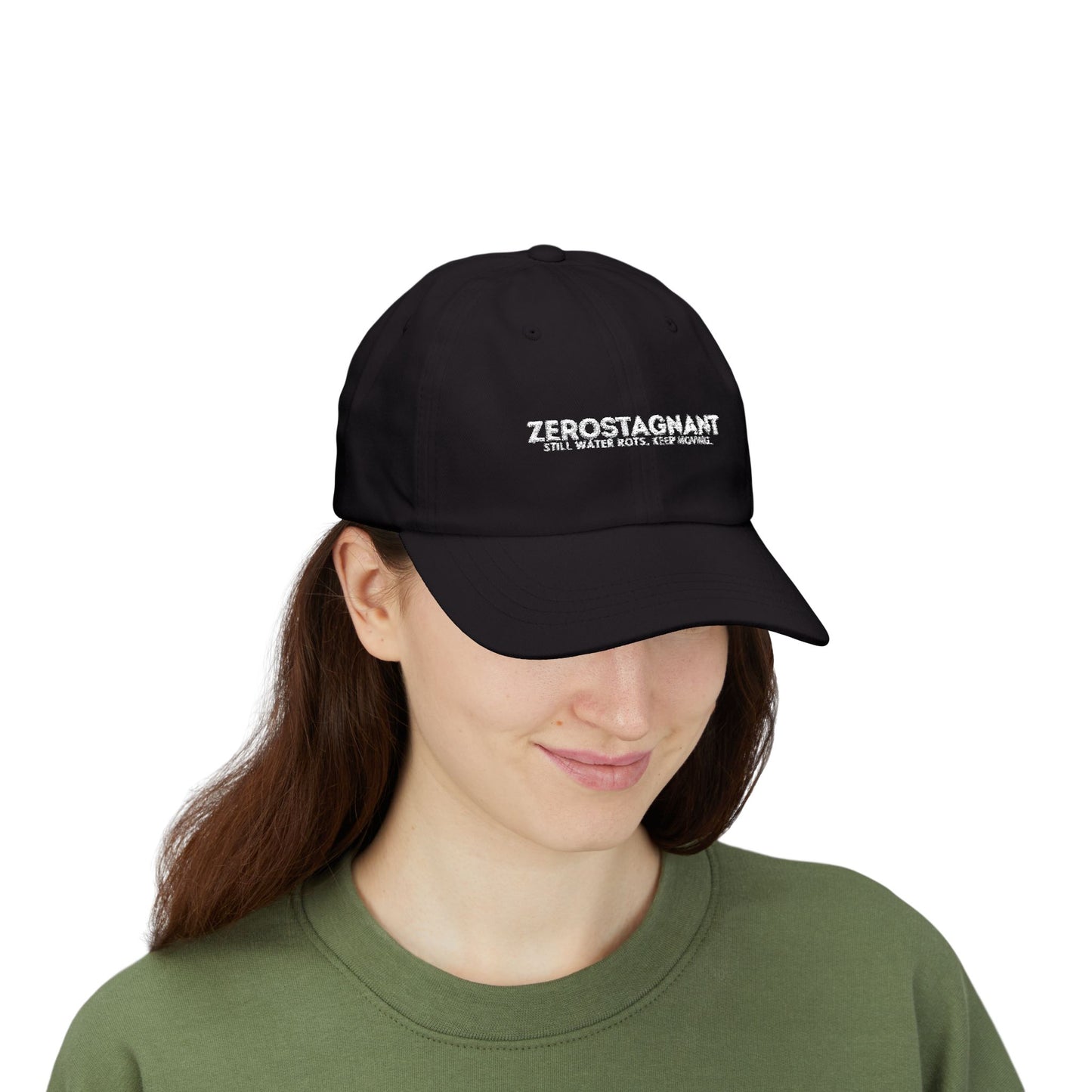 Dad Cap — Embroidered "Zerostagnant: Still Water Roots. Keep Moving."